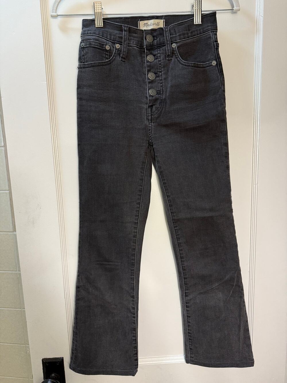 Madewell Cali Demi-Boot Jeans Size 23 Black Grey Denim High Rise